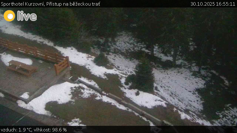 Sporthotel Kurzovní - Přístup na běžeckou trať - 30.10.2025 v 16:55 Sporthotel Kurzovní - Přístup na běžeckou trať - 30.10.2025 v 16:55