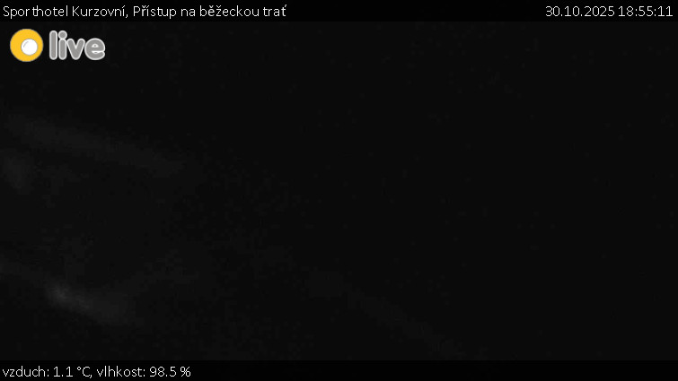 Sporthotel Kurzovní - Přístup na běžeckou trať - 30.10.2025 v 18:55 Sporthotel Kurzovní - Přístup na běžeckou trať - 30.10.2025 v 18:55