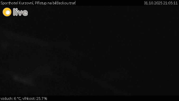 Sporthotel Kurzovní - Přístup na běžeckou trať - 31.10.2025 v 21:05 Sporthotel Kurzovní - Přístup na běžeckou trať - 31.10.2025 v 21:05