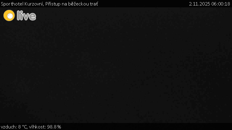 Sporthotel Kurzovní - Přístup na běžeckou trať - 2.11.2025 v 06:00 Sporthotel Kurzovní - Přístup na běžeckou trať - 2.11.2025 v 06:00