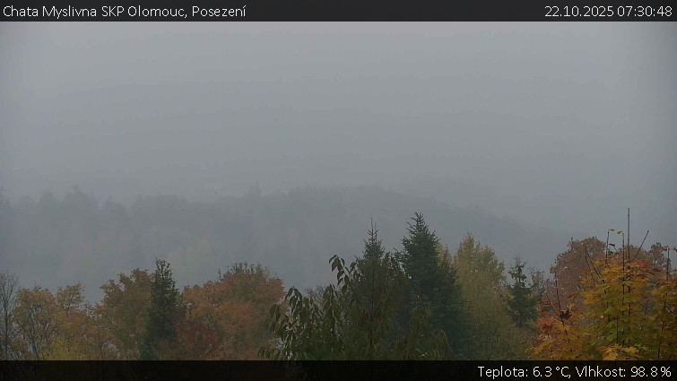 Chata Myslivna SKP Olomouc - Posezení - 22.10.2025 v 07:30 Chata Myslivna SKP Olomouc - Posezení - 22.10.2025 v 07:30