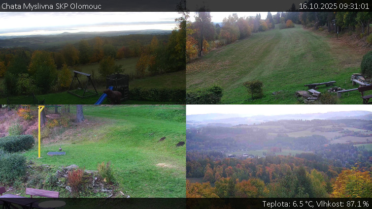 Chata Myslivna SKP Olomouc - Sdružený snímek okolí chaty Myslivna - 16.10.2025 v 09:31 Chata Myslivna SKP Olomouc - Sdružený snímek okolí chaty Myslivna - 16.10.2025 v 09:31