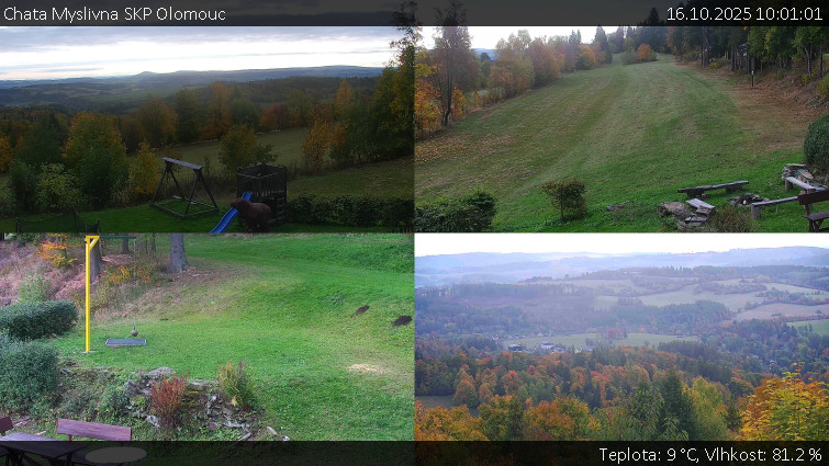 Chata Myslivna SKP Olomouc - Sdružený snímek okolí chaty Myslivna - 16.10.2025 v 10:01 Chata Myslivna SKP Olomouc - Sdružený snímek okolí chaty Myslivna - 16.10.2025 v 10:01