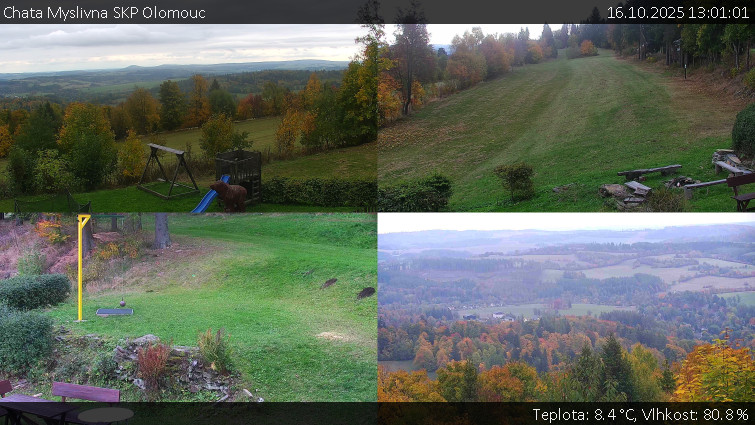 Chata Myslivna SKP Olomouc - Sdružený snímek okolí chaty Myslivna - 16.10.2025 v 13:01 Chata Myslivna SKP Olomouc - Sdružený snímek okolí chaty Myslivna - 16.10.2025 v 13:01