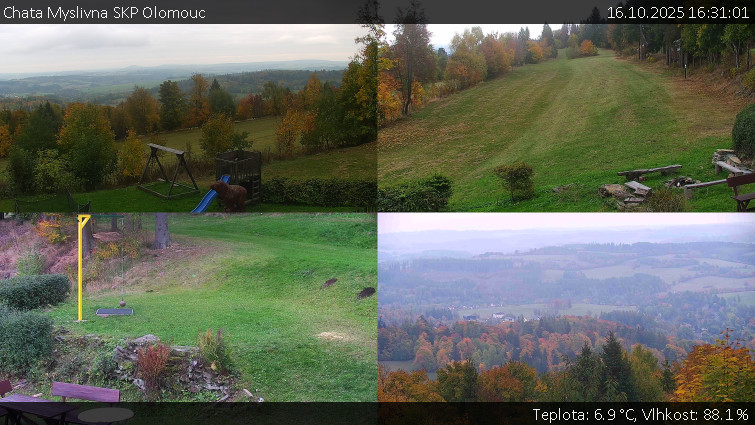 Chata Myslivna SKP Olomouc - Sdružený snímek okolí chaty Myslivna - 16.10.2025 v 16:31 Chata Myslivna SKP Olomouc - Sdružený snímek okolí chaty Myslivna - 16.10.2025 v 16:31