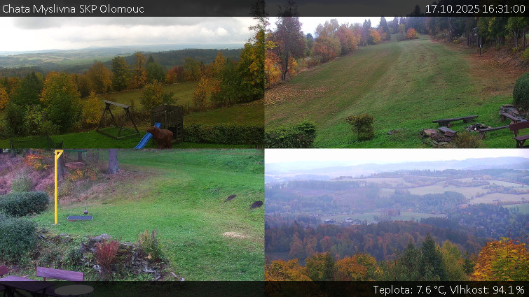 Chata Myslivna SKP Olomouc - Sdružený snímek okolí chaty Myslivna - 17.10.2025 v 16:31 Chata Myslivna SKP Olomouc - Sdružený snímek okolí chaty Myslivna - 17.10.2025 v 16:31