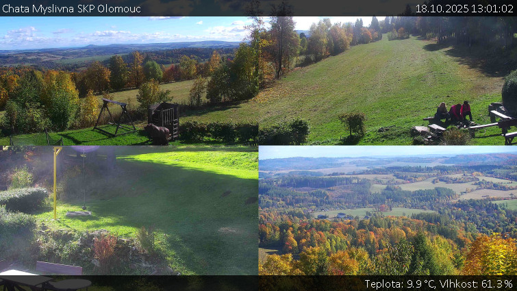 Chata Myslivna SKP Olomouc - Sdružený snímek okolí chaty Myslivna - 18.10.2025 v 13:01 Chata Myslivna SKP Olomouc - Sdružený snímek okolí chaty Myslivna - 18.10.2025 v 13:01
