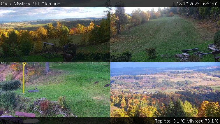 Chata Myslivna SKP Olomouc - Sdružený snímek okolí chaty Myslivna - 18.10.2025 v 16:31 Chata Myslivna SKP Olomouc - Sdružený snímek okolí chaty Myslivna - 18.10.2025 v 16:31