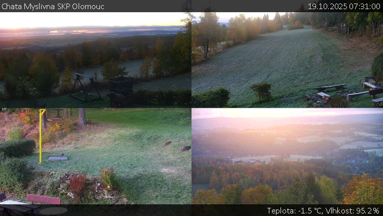 Chata Myslivna SKP Olomouc - Sdružený snímek okolí chaty Myslivna - 19.10.2025 v 07:31 Chata Myslivna SKP Olomouc - Sdružený snímek okolí chaty Myslivna - 19.10.2025 v 07:31