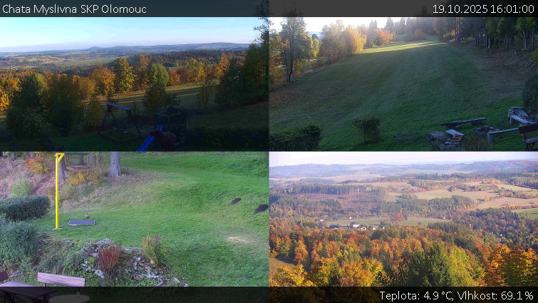 Chata Myslivna SKP Olomouc - Sdružený snímek okolí chaty Myslivna - 19.10.2025 v 16:01 Chata Myslivna SKP Olomouc - Sdružený snímek okolí chaty Myslivna - 19.10.2025 v 16:01
