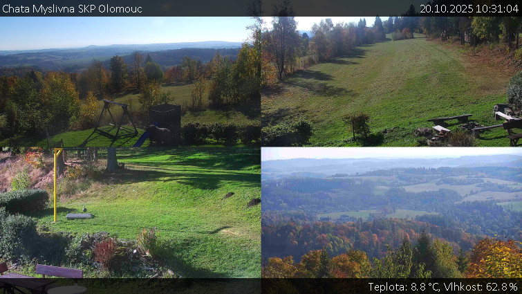 Chata Myslivna SKP Olomouc - Sdružený snímek okolí chaty Myslivna - 20.10.2025 v 10:31 Chata Myslivna SKP Olomouc - Sdružený snímek okolí chaty Myslivna - 20.10.2025 v 10:31