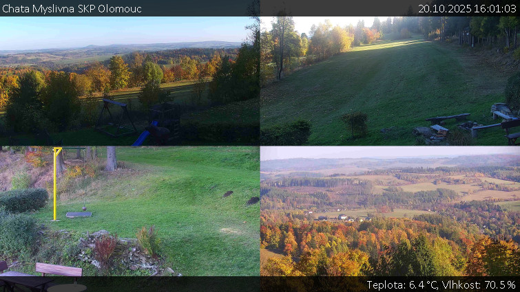 Chata Myslivna SKP Olomouc - Sdružený snímek okolí chaty Myslivna - 20.10.2025 v 16:01 Chata Myslivna SKP Olomouc - Sdružený snímek okolí chaty Myslivna - 20.10.2025 v 16:01