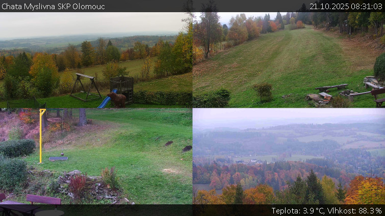 Chata Myslivna SKP Olomouc - Sdružený snímek okolí chaty Myslivna - 21.10.2025 v 08:31 Chata Myslivna SKP Olomouc - Sdružený snímek okolí chaty Myslivna - 21.10.2025 v 08:31