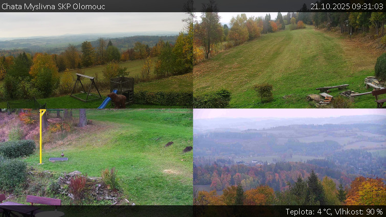 Chata Myslivna SKP Olomouc - Sdružený snímek okolí chaty Myslivna - 21.10.2025 v 09:31 Chata Myslivna SKP Olomouc - Sdružený snímek okolí chaty Myslivna - 21.10.2025 v 09:31