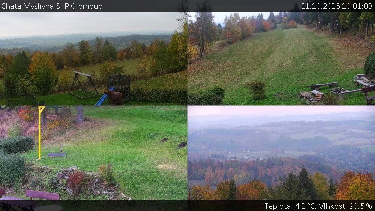 Chata Myslivna SKP Olomouc - Sdružený snímek okolí chaty Myslivna - 21.10.2025 v 10:01 Chata Myslivna SKP Olomouc - Sdružený snímek okolí chaty Myslivna - 21.10.2025 v 10:01