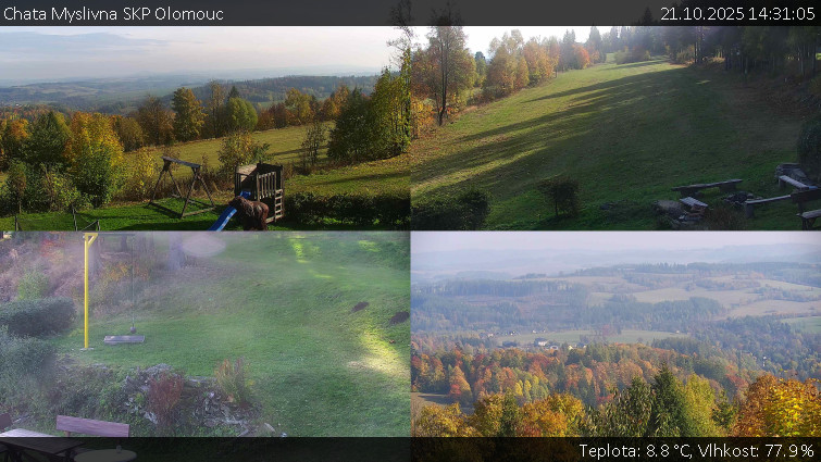 Chata Myslivna SKP Olomouc - Sdružený snímek okolí chaty Myslivna - 21.10.2025 v 14:31 Chata Myslivna SKP Olomouc - Sdružený snímek okolí chaty Myslivna - 21.10.2025 v 14:31