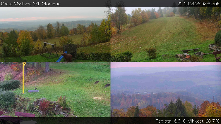 Chata Myslivna SKP Olomouc - Sdružený snímek okolí chaty Myslivna - 22.10.2025 v 08:31 Chata Myslivna SKP Olomouc - Sdružený snímek okolí chaty Myslivna - 22.10.2025 v 08:31