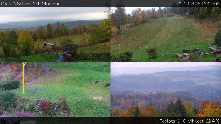 Chata Myslivna SKP Olomouc - Sdružený snímek okolí chaty Myslivna - 22.10.2025 v 13:01 Chata Myslivna SKP Olomouc - Sdružený snímek okolí chaty Myslivna - 22.10.2025 v 13:01