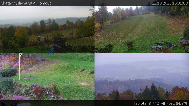 Chata Myslivna SKP Olomouc - Sdružený snímek okolí chaty Myslivna - 22.10.2025 v 16:31 Chata Myslivna SKP Olomouc - Sdružený snímek okolí chaty Myslivna - 22.10.2025 v 16:31