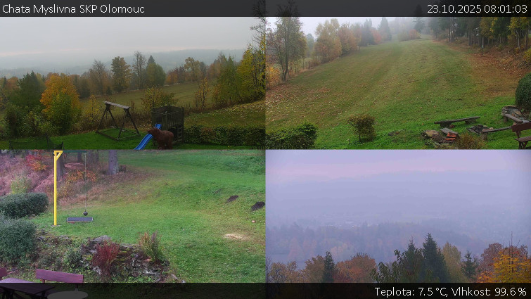 Chata Myslivna SKP Olomouc - Sdružený snímek okolí chaty Myslivna - 23.10.2025 v 08:01 Chata Myslivna SKP Olomouc - Sdružený snímek okolí chaty Myslivna - 23.10.2025 v 08:01