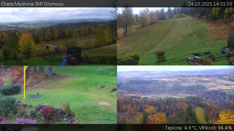 Chata Myslivna SKP Olomouc - Sdružený snímek okolí chaty Myslivna - 24.10.2025 v 14:31 Chata Myslivna SKP Olomouc - Sdružený snímek okolí chaty Myslivna - 24.10.2025 v 14:31