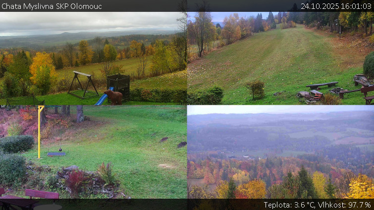Chata Myslivna SKP Olomouc - Sdružený snímek okolí chaty Myslivna - 24.10.2025 v 16:01 Chata Myslivna SKP Olomouc - Sdružený snímek okolí chaty Myslivna - 24.10.2025 v 16:01