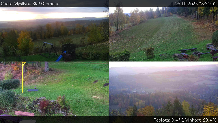 Chata Myslivna SKP Olomouc - Sdružený snímek okolí chaty Myslivna - 25.10.2025 v 08:31 Chata Myslivna SKP Olomouc - Sdružený snímek okolí chaty Myslivna - 25.10.2025 v 08:31