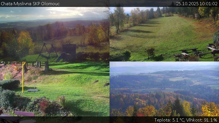 Chata Myslivna SKP Olomouc - Sdružený snímek okolí chaty Myslivna - 25.10.2025 v 10:01 Chata Myslivna SKP Olomouc - Sdružený snímek okolí chaty Myslivna - 25.10.2025 v 10:01