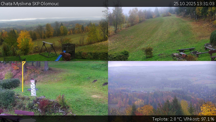 Chata Myslivna SKP Olomouc - Sdružený snímek okolí chaty Myslivna - 25.10.2025 v 13:31 Chata Myslivna SKP Olomouc - Sdružený snímek okolí chaty Myslivna - 25.10.2025 v 13:31