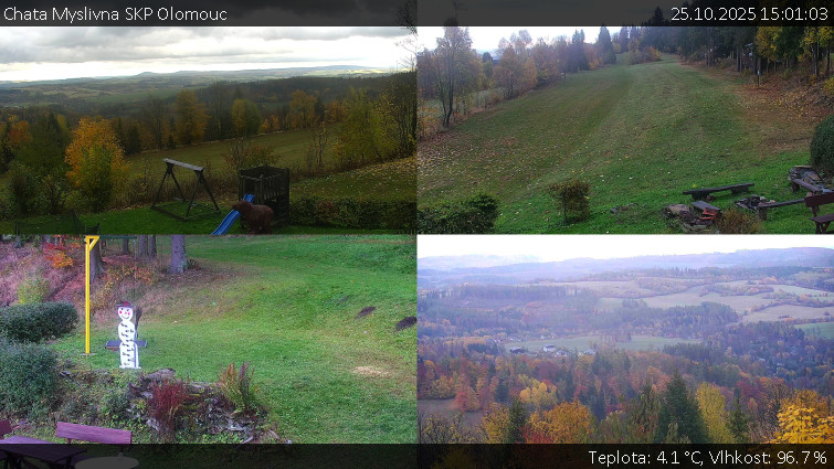 Chata Myslivna SKP Olomouc - Sdružený snímek okolí chaty Myslivna - 25.10.2025 v 15:01 Chata Myslivna SKP Olomouc - Sdružený snímek okolí chaty Myslivna - 25.10.2025 v 15:01