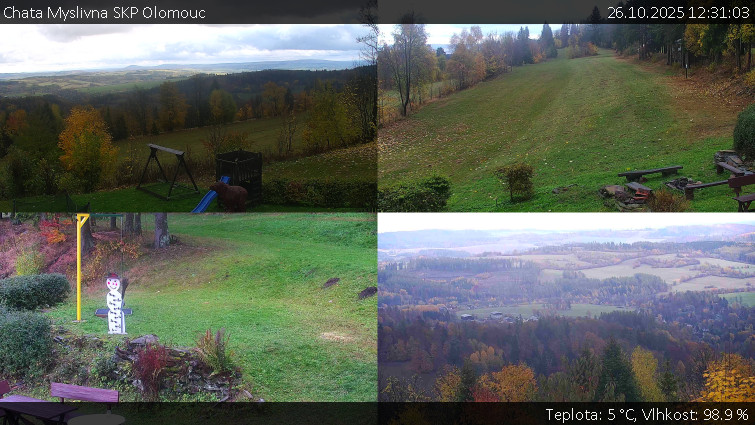 Chata Myslivna SKP Olomouc - Sdružený snímek okolí chaty Myslivna - 26.10.2025 v 12:31 Chata Myslivna SKP Olomouc - Sdružený snímek okolí chaty Myslivna - 26.10.2025 v 12:31