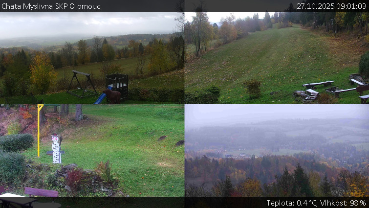 Chata Myslivna SKP Olomouc - Sdružený snímek okolí chaty Myslivna - 27.10.2025 v 09:01 Chata Myslivna SKP Olomouc - Sdružený snímek okolí chaty Myslivna - 27.10.2025 v 09:01