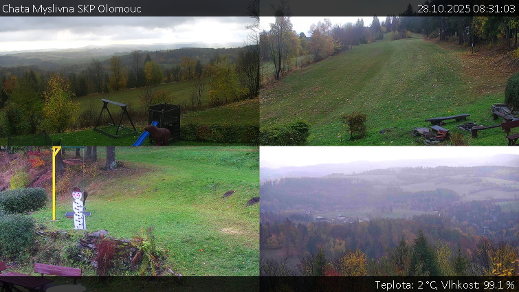 Chata Myslivna SKP Olomouc - Sdružený snímek okolí chaty Myslivna - 28.10.2025 v 08:31 Chata Myslivna SKP Olomouc - Sdružený snímek okolí chaty Myslivna - 28.10.2025 v 08:31