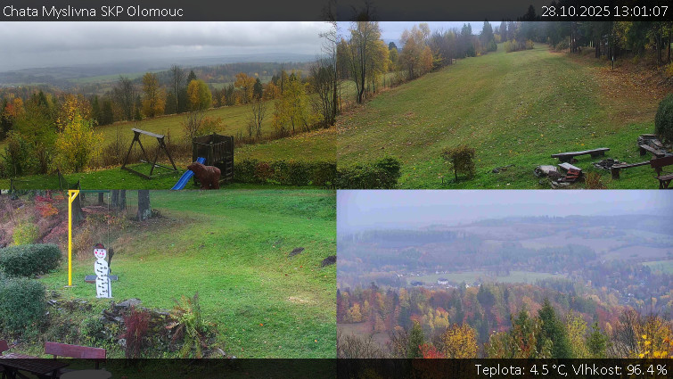 Chata Myslivna SKP Olomouc - Sdružený snímek okolí chaty Myslivna - 28.10.2025 v 13:01 Chata Myslivna SKP Olomouc - Sdružený snímek okolí chaty Myslivna - 28.10.2025 v 13:01