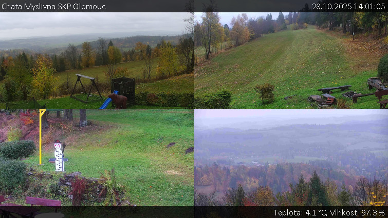 Chata Myslivna SKP Olomouc - Sdružený snímek okolí chaty Myslivna - 28.10.2025 v 14:01 Chata Myslivna SKP Olomouc - Sdružený snímek okolí chaty Myslivna - 28.10.2025 v 14:01