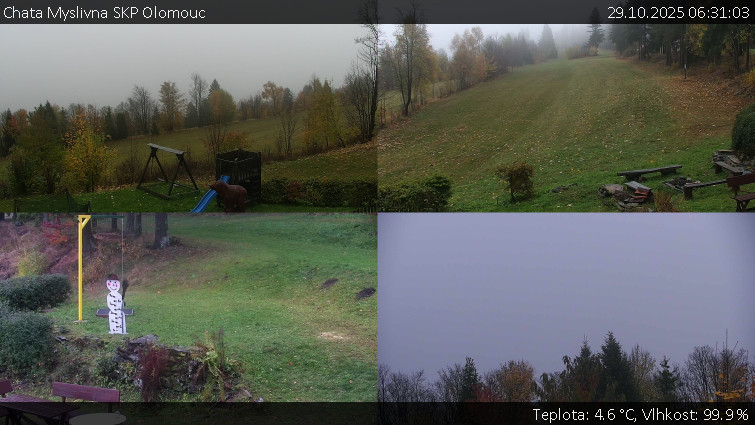 Chata Myslivna SKP Olomouc - Sdružený snímek okolí chaty Myslivna - 29.10.2025 v 06:31 Chata Myslivna SKP Olomouc - Sdružený snímek okolí chaty Myslivna - 29.10.2025 v 06:31