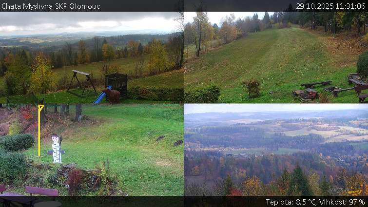 Chata Myslivna SKP Olomouc - Sdružený snímek okolí chaty Myslivna - 29.10.2025 v 11:31 Chata Myslivna SKP Olomouc - Sdružený snímek okolí chaty Myslivna - 29.10.2025 v 11:31