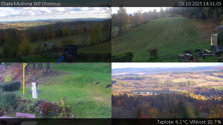 Chata Myslivna SKP Olomouc - Sdružený snímek okolí chaty Myslivna - 29.10.2025 v 14:31 Chata Myslivna SKP Olomouc - Sdružený snímek okolí chaty Myslivna - 29.10.2025 v 14:31