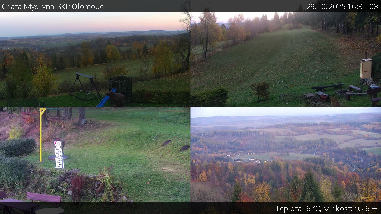 Chata Myslivna SKP Olomouc - Sdružený snímek okolí chaty Myslivna - 29.10.2025 v 16:31 Chata Myslivna SKP Olomouc - Sdružený snímek okolí chaty Myslivna - 29.10.2025 v 16:31
