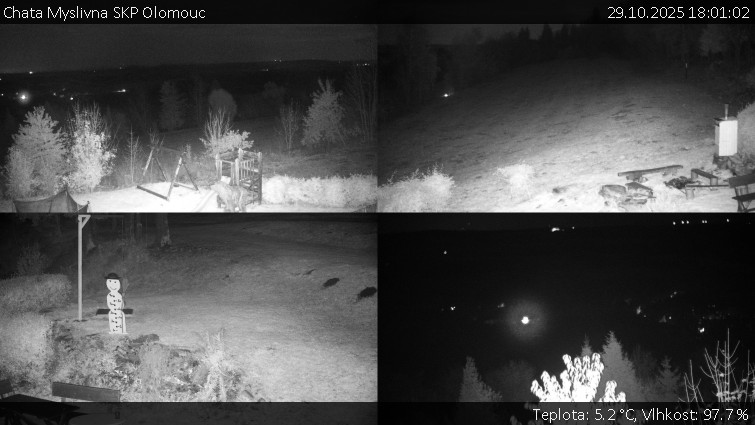 Chata Myslivna SKP Olomouc - Sdružený snímek okolí chaty Myslivna - 29.10.2025 v 18:01 Chata Myslivna SKP Olomouc - Sdružený snímek okolí chaty Myslivna - 29.10.2025 v 18:01