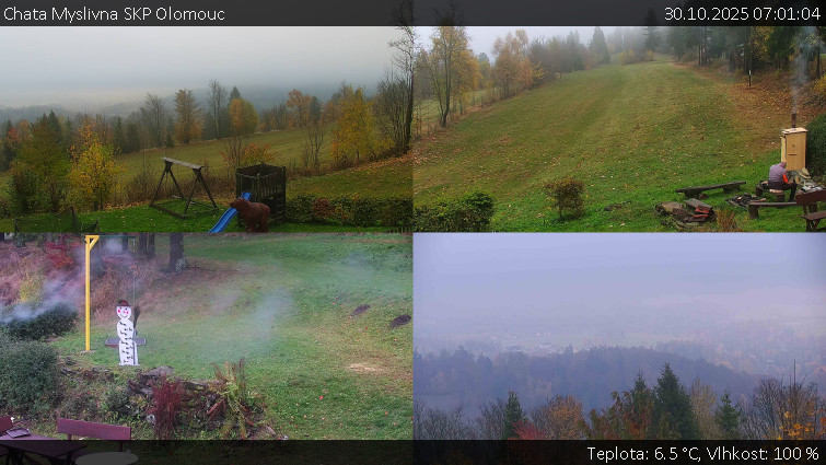 Chata Myslivna SKP Olomouc - Sdružený snímek okolí chaty Myslivna - 30.10.2025 v 07:01 Chata Myslivna SKP Olomouc - Sdružený snímek okolí chaty Myslivna - 30.10.2025 v 07:01