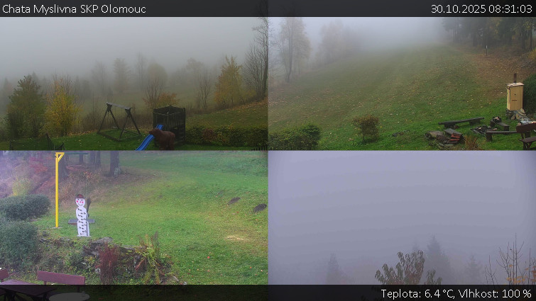 Chata Myslivna SKP Olomouc - Sdružený snímek okolí chaty Myslivna - 30.10.2025 v 08:31 Chata Myslivna SKP Olomouc - Sdružený snímek okolí chaty Myslivna - 30.10.2025 v 08:31