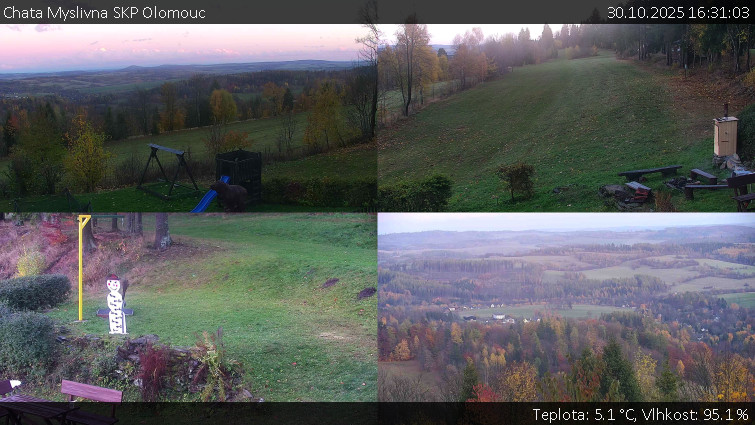 Chata Myslivna SKP Olomouc - Sdružený snímek okolí chaty Myslivna - 30.10.2025 v 16:31 Chata Myslivna SKP Olomouc - Sdružený snímek okolí chaty Myslivna - 30.10.2025 v 16:31