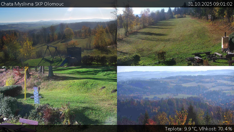 Chata Myslivna SKP Olomouc - Sdružený snímek okolí chaty Myslivna - 31.10.2025 v 09:01 Chata Myslivna SKP Olomouc - Sdružený snímek okolí chaty Myslivna - 31.10.2025 v 09:01