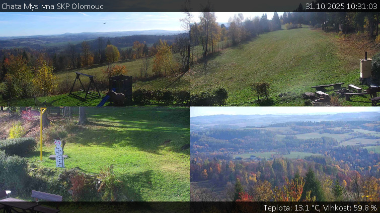 Chata Myslivna SKP Olomouc - Sdružený snímek okolí chaty Myslivna - 31.10.2025 v 10:31 Chata Myslivna SKP Olomouc - Sdružený snímek okolí chaty Myslivna - 31.10.2025 v 10:31