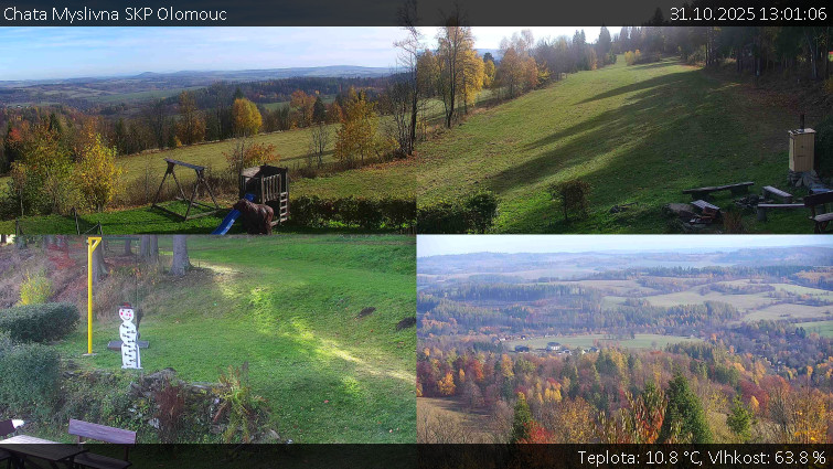 Chata Myslivna SKP Olomouc - Sdružený snímek okolí chaty Myslivna - 31.10.2025 v 13:01 Chata Myslivna SKP Olomouc - Sdružený snímek okolí chaty Myslivna - 31.10.2025 v 13:01