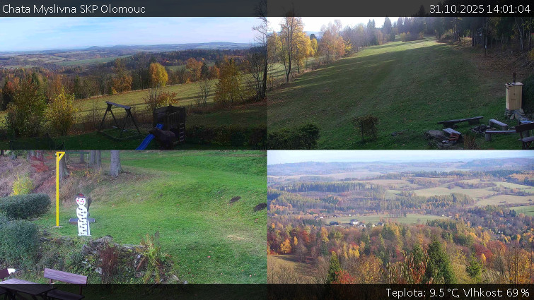 Chata Myslivna SKP Olomouc - Sdružený snímek okolí chaty Myslivna - 31.10.2025 v 14:01 Chata Myslivna SKP Olomouc - Sdružený snímek okolí chaty Myslivna - 31.10.2025 v 14:01