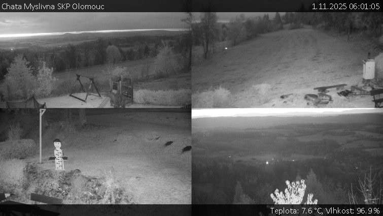 Chata Myslivna SKP Olomouc - Sdružený snímek okolí chaty Myslivna - 1.11.2025 v 06:01 Chata Myslivna SKP Olomouc - Sdružený snímek okolí chaty Myslivna - 1.11.2025 v 06:01