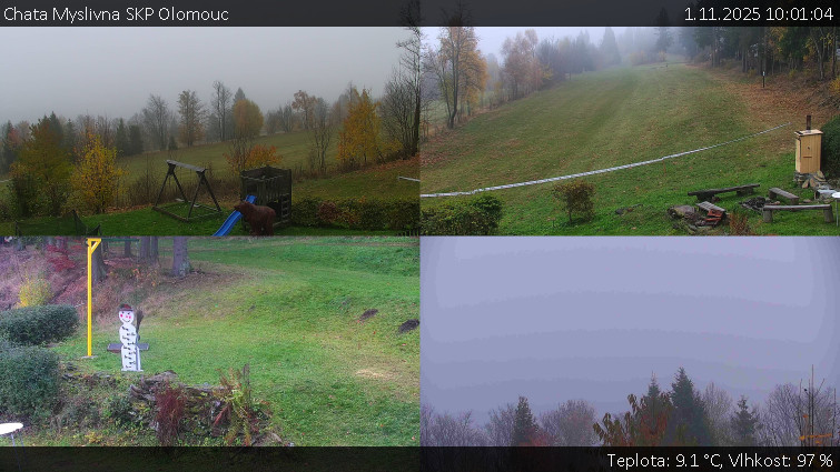 Chata Myslivna SKP Olomouc - Sdružený snímek okolí chaty Myslivna - 1.11.2025 v 10:01 Chata Myslivna SKP Olomouc - Sdružený snímek okolí chaty Myslivna - 1.11.2025 v 10:01