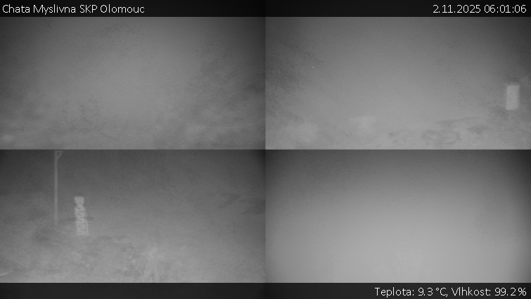 Chata Myslivna SKP Olomouc - Sdružený snímek okolí chaty Myslivna - 2.11.2025 v 06:01 Chata Myslivna SKP Olomouc - Sdružený snímek okolí chaty Myslivna - 2.11.2025 v 06:01